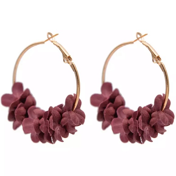Jewelry - Maroon floral hoops